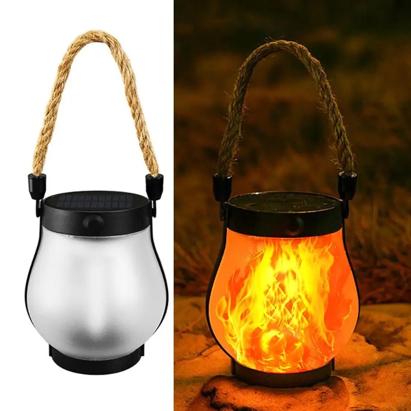 Camping Solar Lantern - ソーラーフレームランプUSB充電式キャンプライト吊り下げ式中庭装飾ガーデンランタン照明ランプ麻縄付き