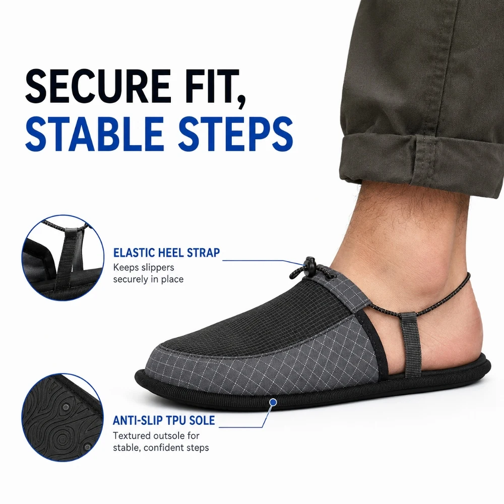 Outdoor Camping Slippers - ポータブル折りたたみ式トラベルスリッパユニセックスアンチスリップ速乾アクアシューズ調節可能なストラップアウトドアキャンプビーチハイキングサンダル