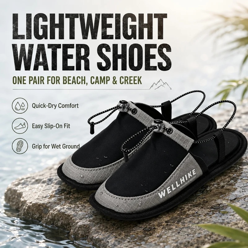Outdoor Camping Slippers - 速乾性キャンプスリッパ、ウェーディングスリッパ、折りたたみ式ウォーターシューズ、携帯用トラベルビーチホテル飛行機アウトドアサンダル