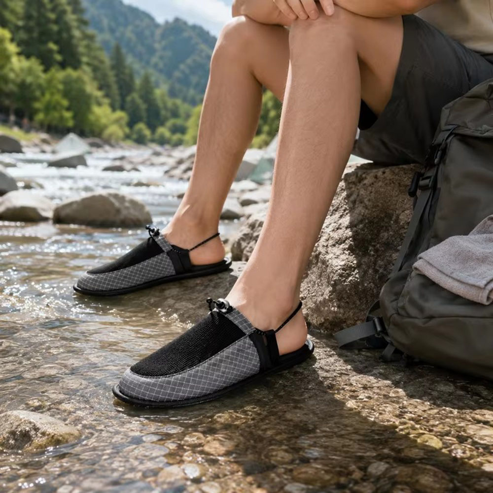 Outdoor Camping Slippers - 折りたたみ式速乾ウォータースリッパ滑り止め裸足ウェーディングシューズ軽量旅行ビーチキャンプホテルポータブルアウトドアサンダル