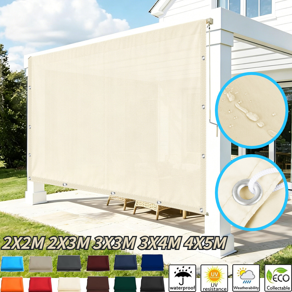 Outdoor Camping Awning - 5x4m 4x3m 3x2m ガーデンサンシェードセイルネット防水タープテントグロメットメッシュキャンプ用オーニングシェルター屋外パティオヤードパビリオン