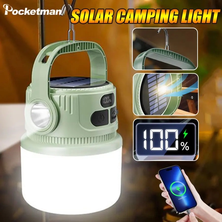 Camping Solar Lantern - ソーラー充電式キャンプランタンポータブル LED キャンプライト防水テントライト軽量屋外夜間緊急ランプ