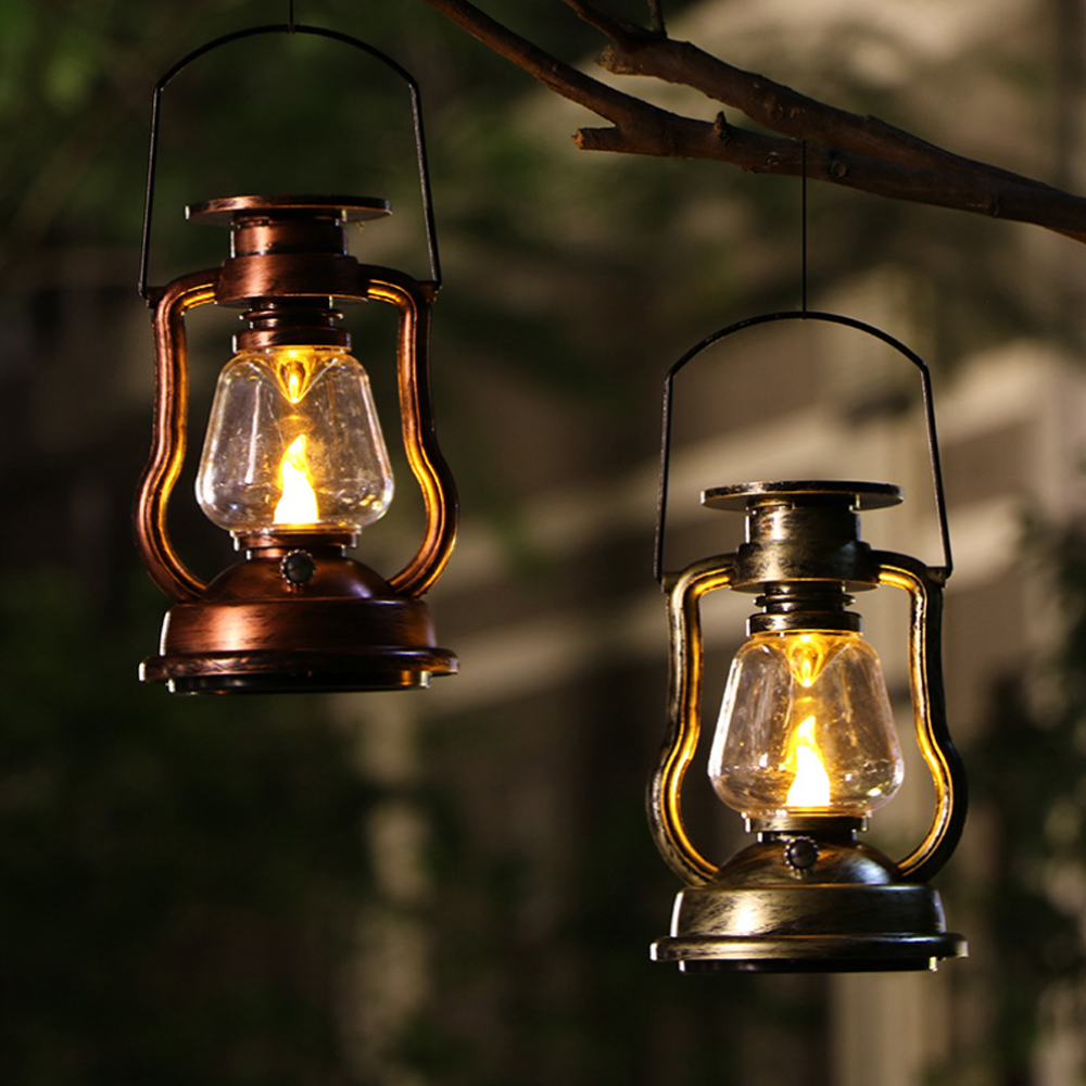 Camping Solar Lantern - ソーラーパワーLEDキャンドル,オイルランプ,ちらつき炎のないソーラーランタン,屋外照明,パティオと庭に最適