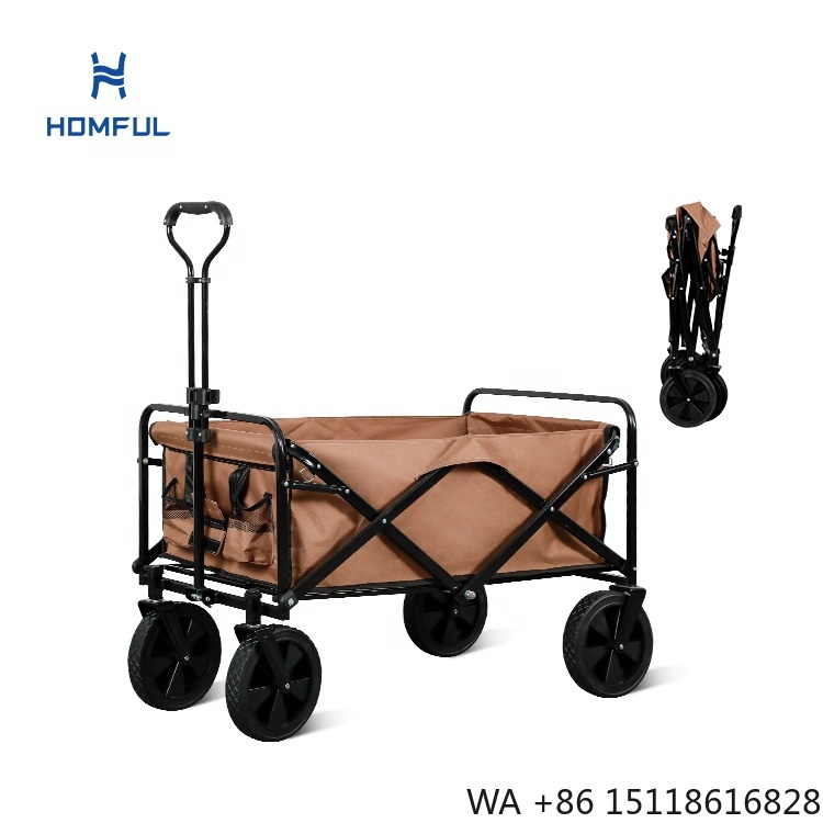Outdoor Camping Table - HOMFUL釣り用ボラーワゴン折りたたみ式キャンプトロリーワゴンベビーカービーチカート砂浜用大型ホイール付き