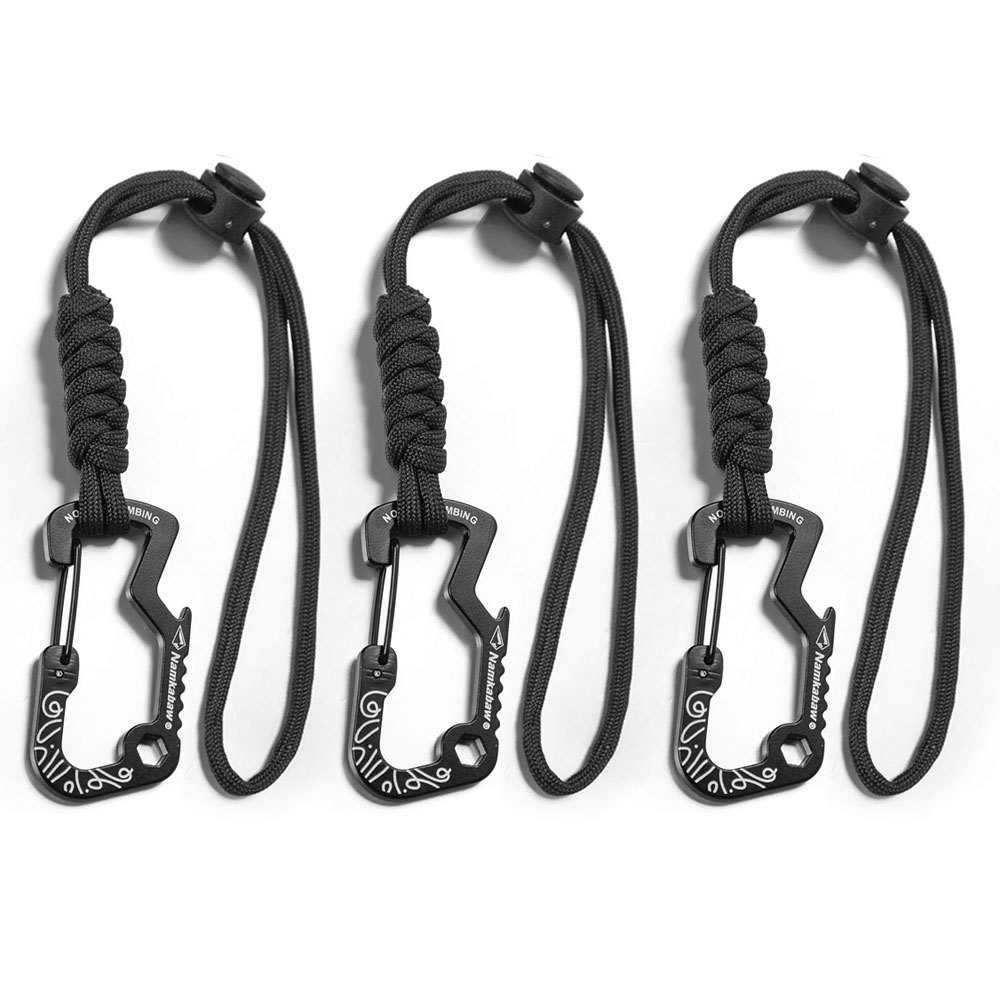 Outdoor Camping Essential Gear - 多機能タクティカルフックカラビナ、パラコードキーホルダー付き紛失防止ロープ、アウトドアキャンプハイキング緊急用具