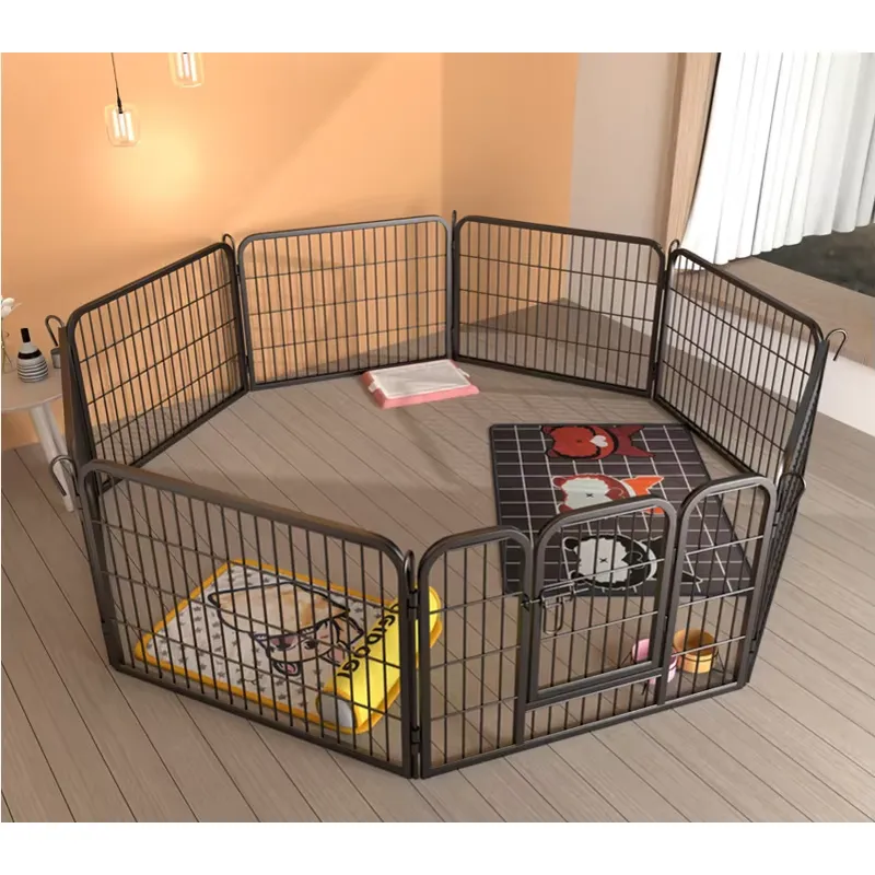 Outdoor Camping Dog Kennel - 8パネル犬用プレイペン、金属製スチール製ペットフェンス、犬用ケージ、ケネル、ウサギ用フェンス、キャンプ用、屋外用ポータブルペットプレイペン