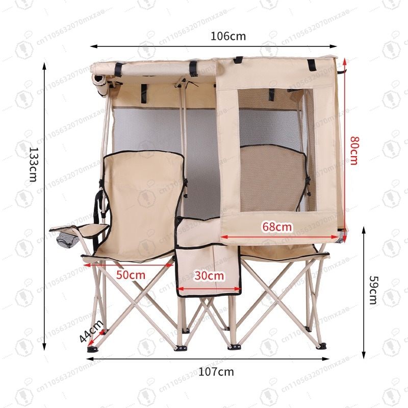 Outdoor Camping Chairs Folding - アウトドアキャンプレジャーダブル折りたたみ椅子釣りビーチチェア一体型オーニングオーニングディレクターチェア