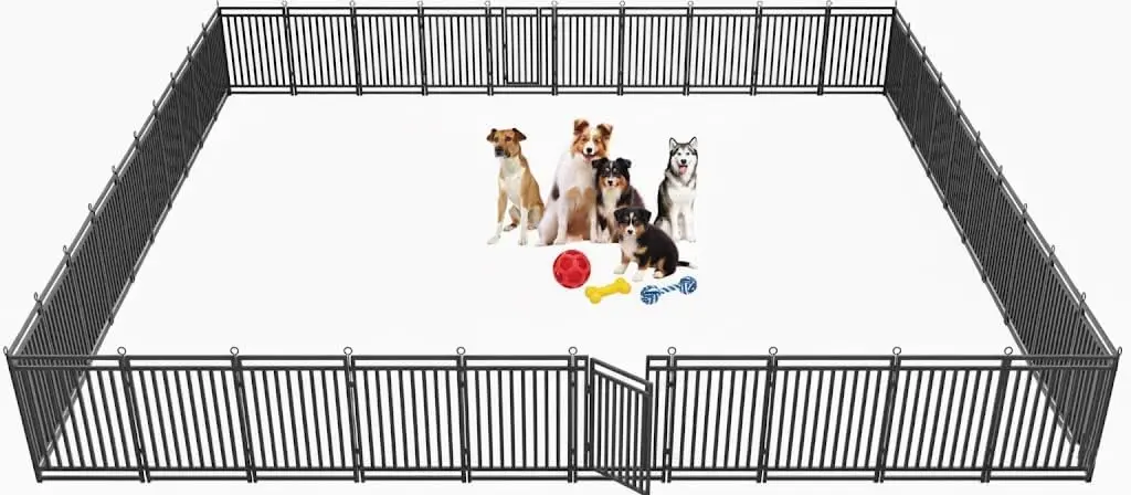 Outdoor Camping Dog Fence - 犬用フェンス 屋内外兼用、高さ47インチ 40パネル 大型犬/中型犬/小型犬用ドッグプレイペン 庭、キャンプ、RV用金属製ドッグペン