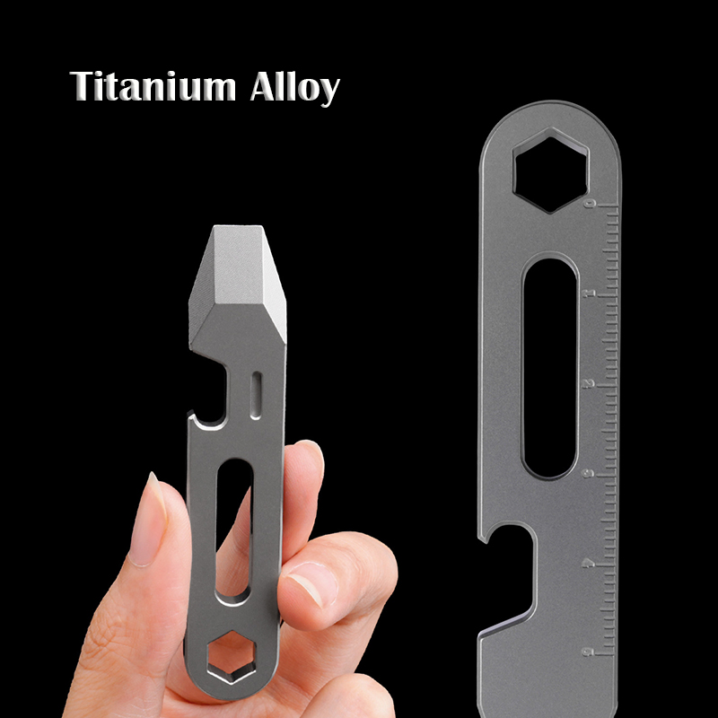 Outdoor Camping Essential Gear - 8 センチメートル CNC TC4 チタン合金バール栓抜き段階スケール六角レンチ EDC