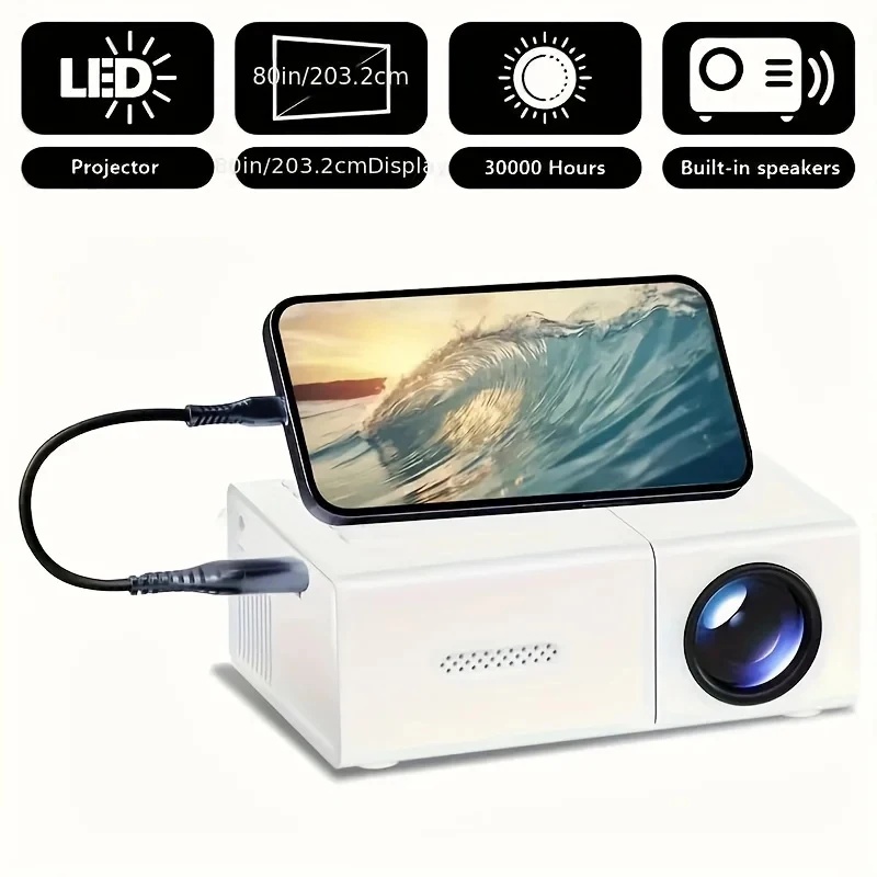 Outdoor Camping Movies - 1080P LEDミニプロジェクター リモコン付き 4K HDビデオプロジェクター スマートモバイル投影ツール