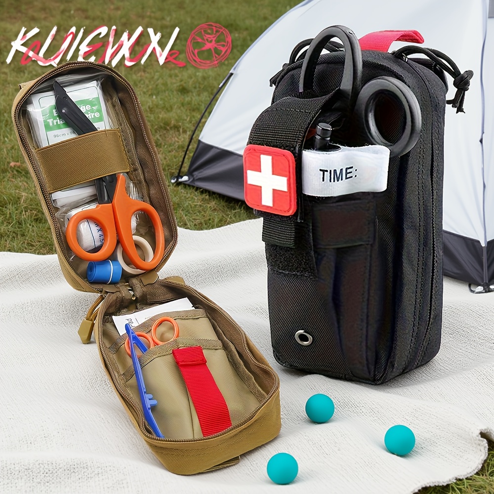 Outdoor Camping Essential Gear - 戦術的な救急箱止血帯医療救助モールポーチサバイバルギアキャンプハイキング緊急事態への備え