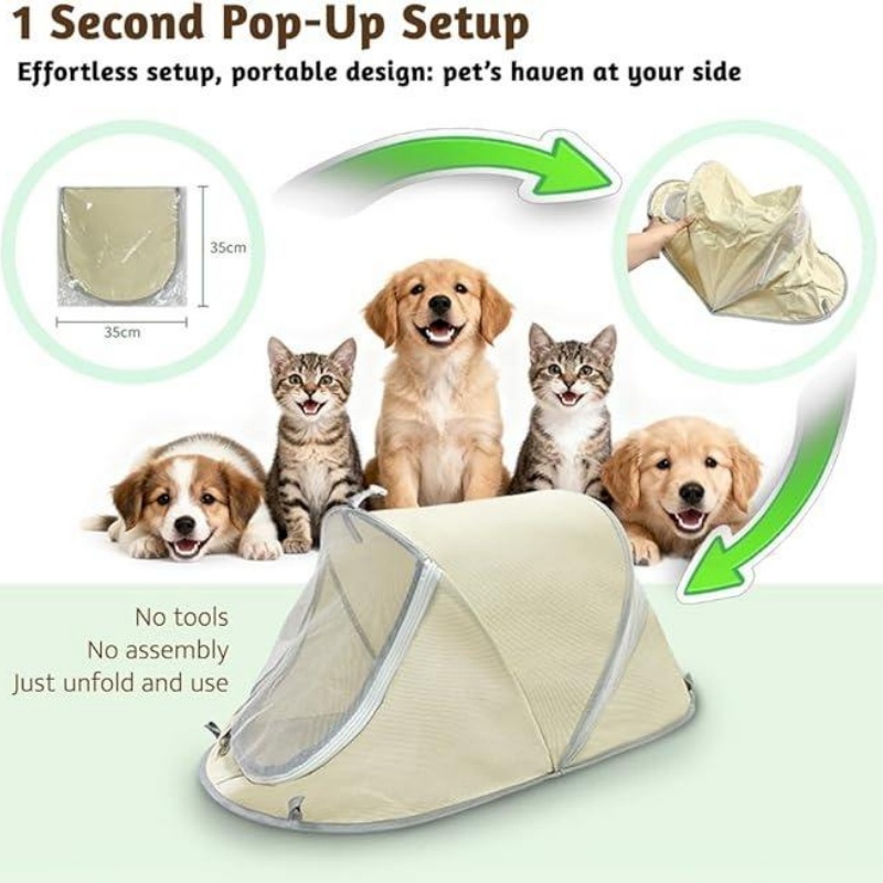 ポータブルポップアップドッグテント日よけ通気性防水ペットハウ - Outdoor Camping Dog Fence のレビューと価格