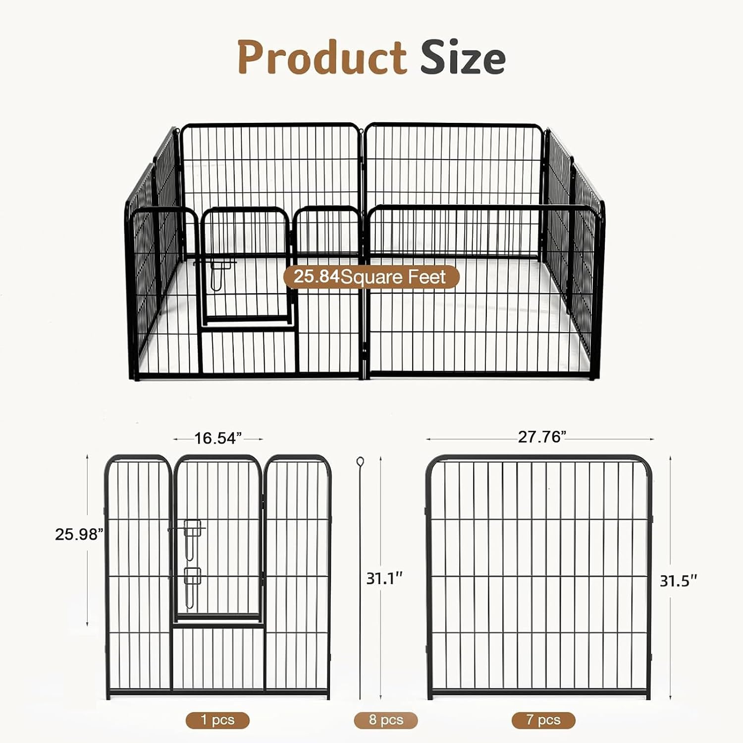 32インチメタルドッグプレイペン、8パネル折りたたみ式ペット - Outdoor Camping Dog Fence のレビューと価格