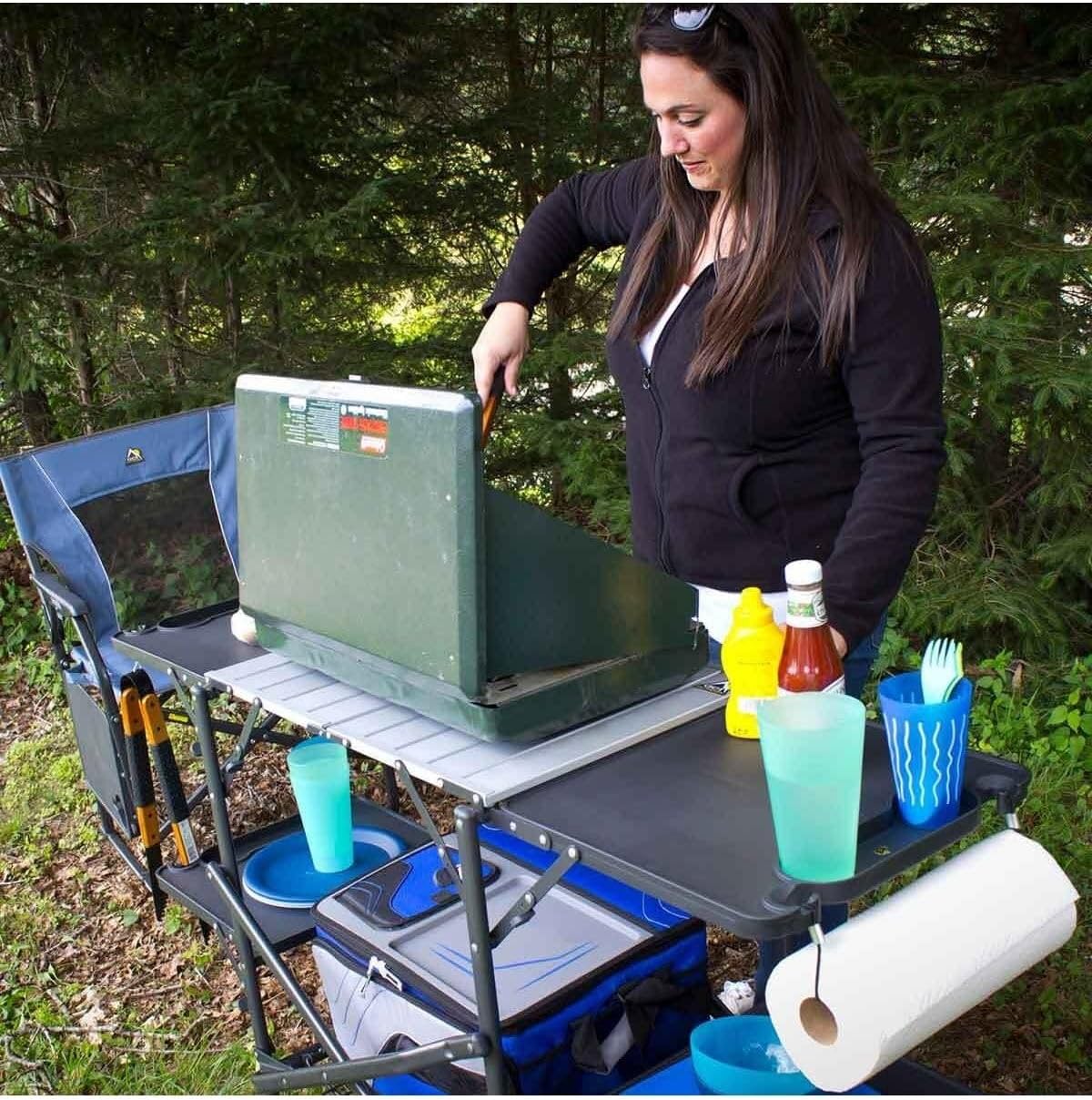 スリム折りたたみ式ポータブルキャンプキッチンテーブル、耐熱ト - Kitchen Outdoor Camping のレビューと価格