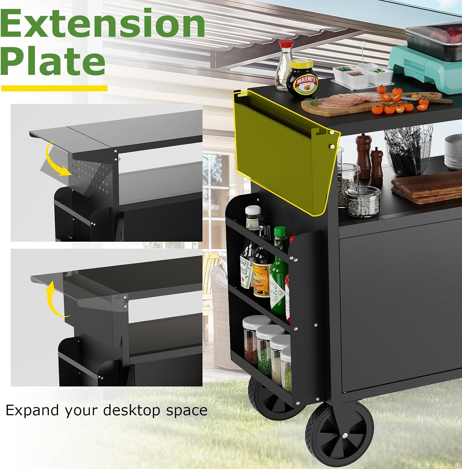 屋外グリルカートテーブル、収納付きキッチンアイランド、ホイー - Kitchen Outdoor Camping のレビューと価格