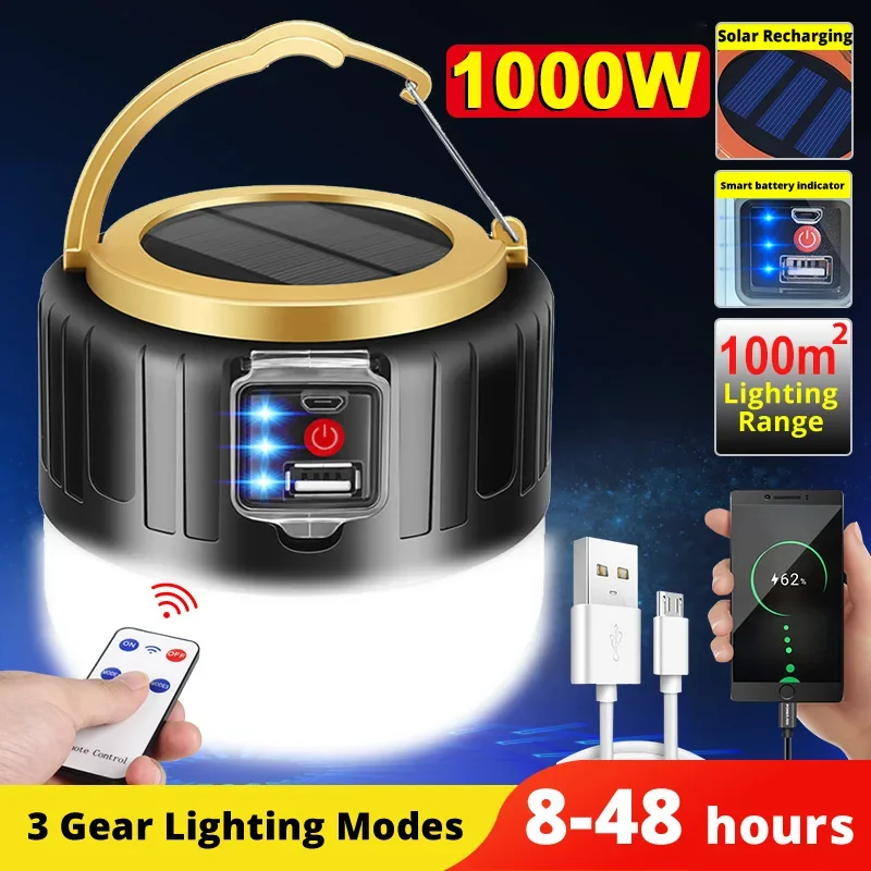 LED ソーラーキャンプライト電源銀行キャンプランタンリモコ - Camping Solar Lantern のレビューと価格