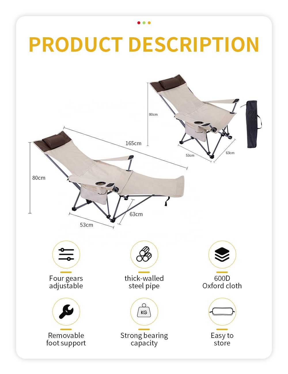 ポータブル折りたたみリクライニングチェア 軽量調節可能チェア - Outdoor Camping Chairs Folding のレビューと価格