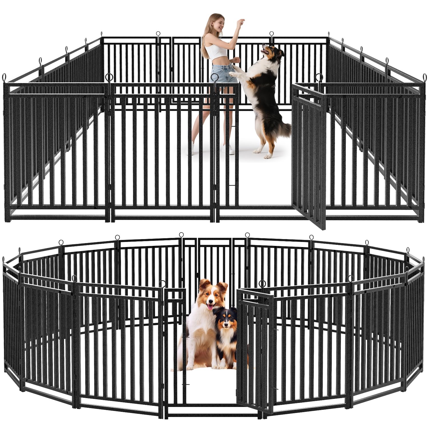 厚みのある屋外用犬用フェンス 高さ40インチ 16パネル 広 - Outdoor Camping Dog Fence のレビューと価格