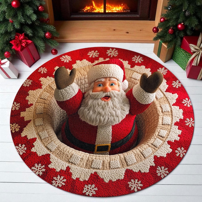 クリスマス サンタクロース ラウンド ドアマット、ウェルカム - Outdoor Camping Decor Ideas のレビューと価格