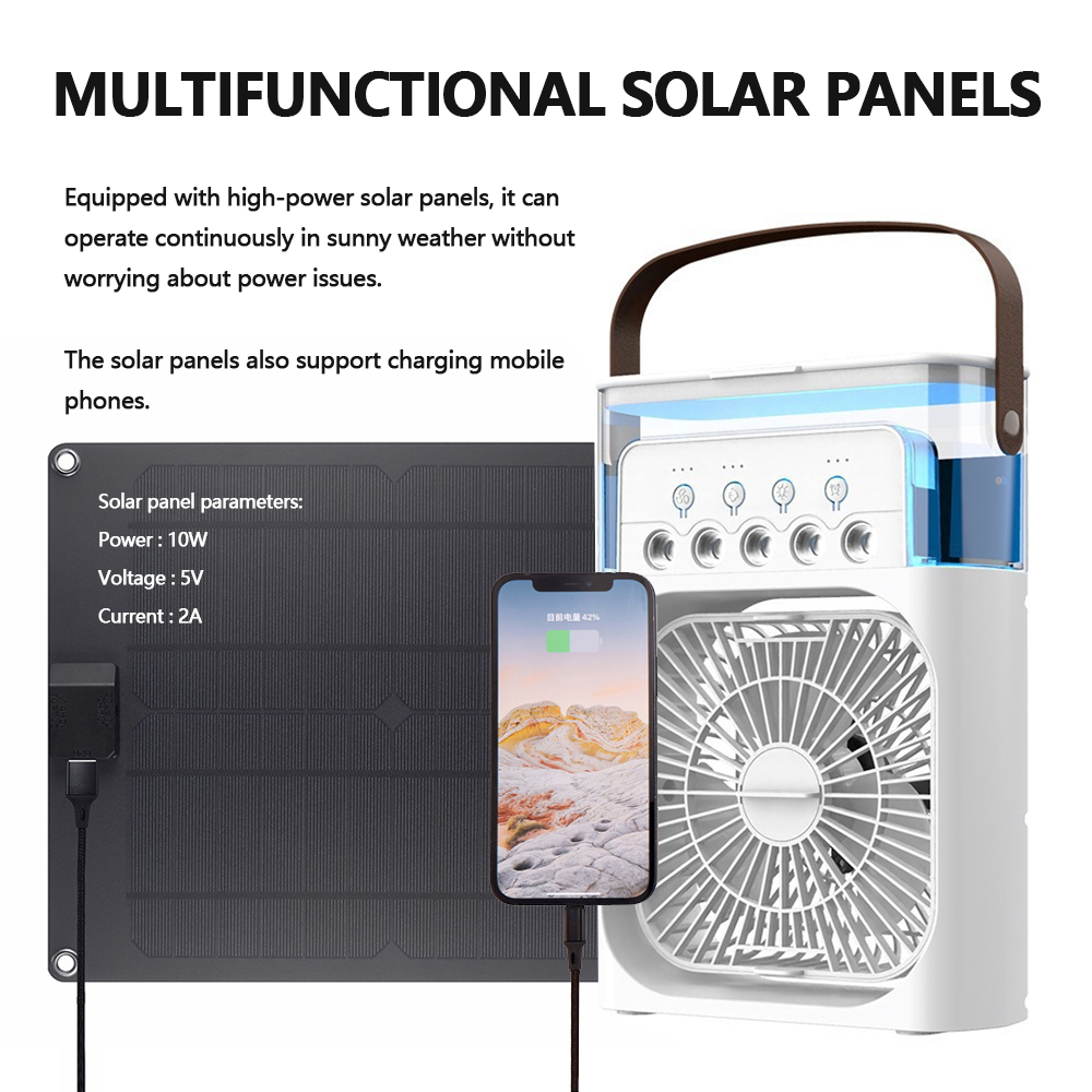 3in1エアコンファン、ソーラーミスト屋外キャンプファン、L - Camping Solar Lantern のレビューと価格