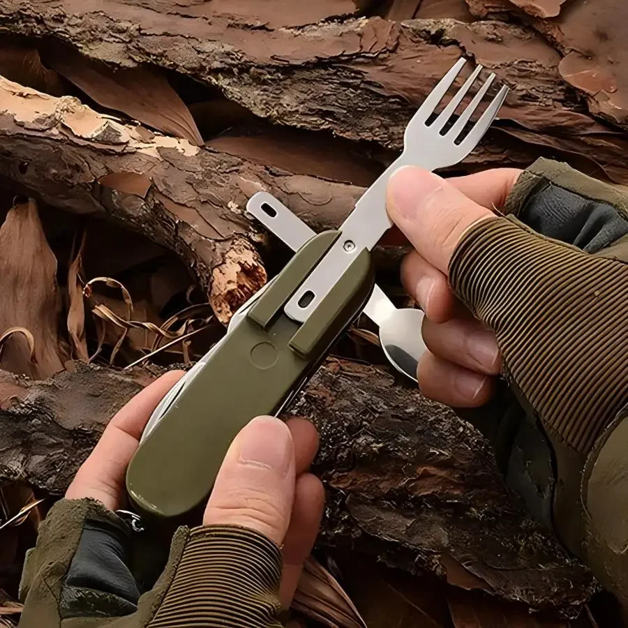 キャンプ用品 5-in-1 ステンレス製トラベルセット、多機 - Outdoor Camping Essential Gear のレビューと価格