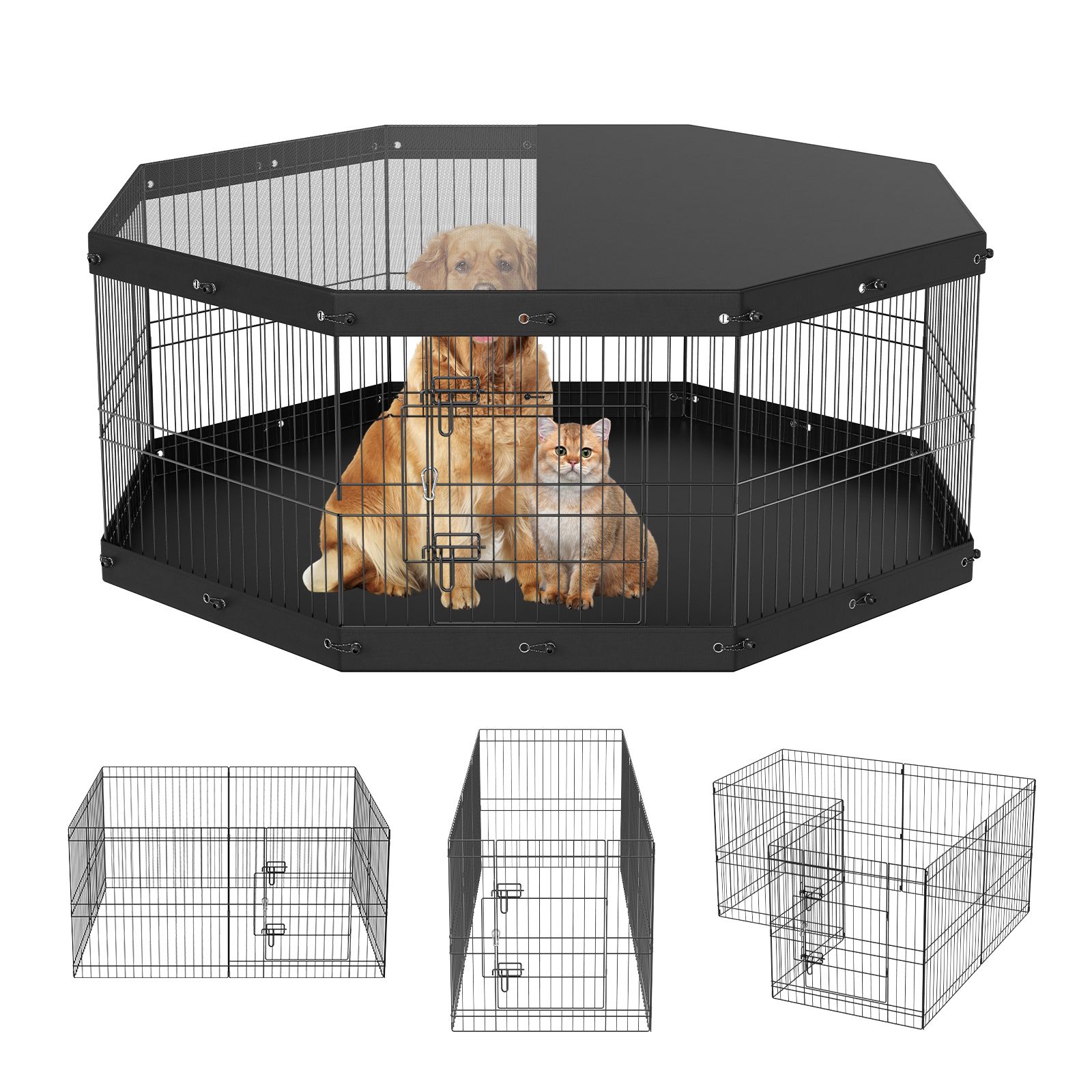 犬用プレイヤード、8パネル折りたたみ式メタルドッグエクササイ - Outdoor Camping Dog Kennel のレビューと価格