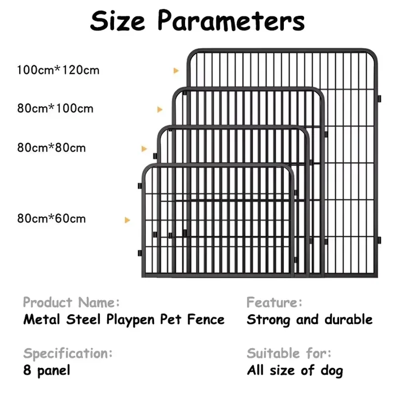8パネル犬用プレイペン、金属製スチール製ペットフェンス、犬用 - Outdoor Camping Dog Kennel のレビューと価格