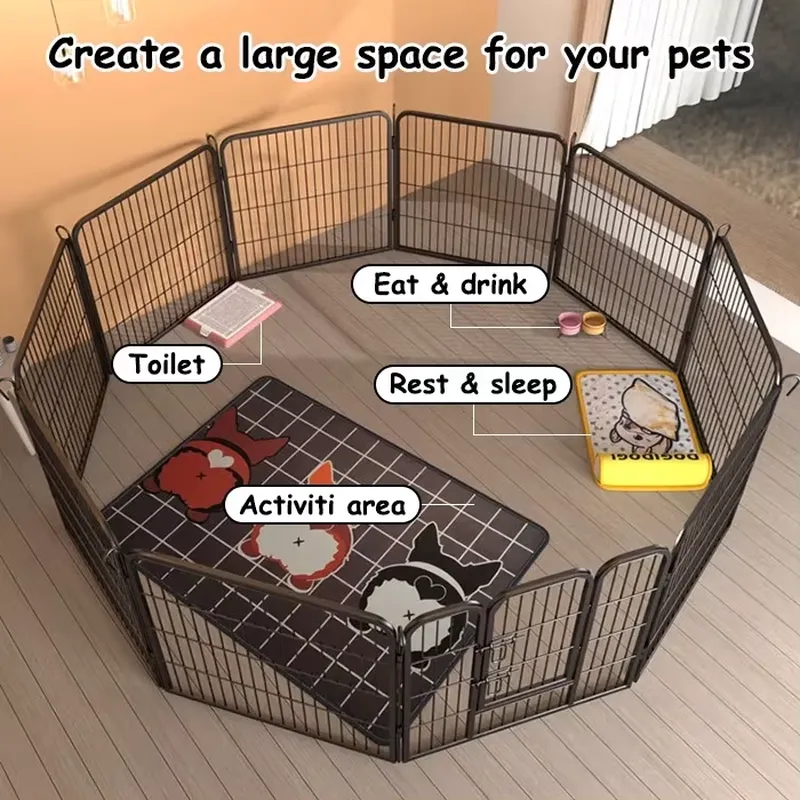 8パネル犬用プレイペン、金属製スチール製ペットフェンス、犬用 - Outdoor Camping Dog Kennel のレビューと価格