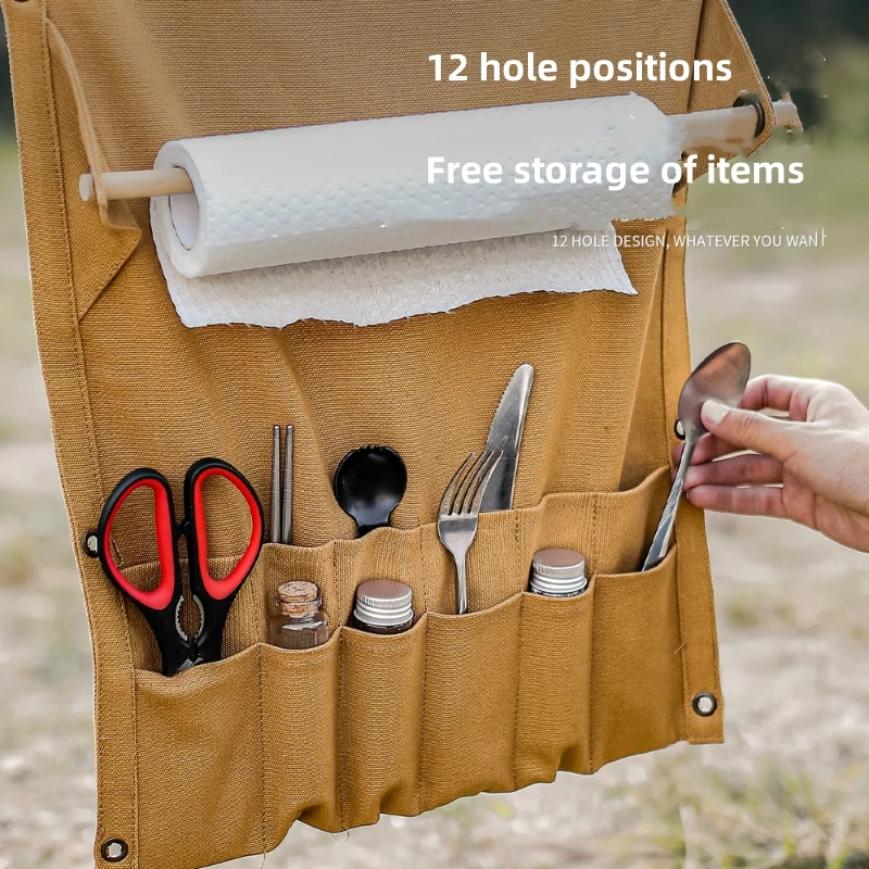 屋外用キャンバス製食器オーガナイザー 壁掛けペーパータオルオ - Outdoor Camping Wallpaper のレビューと価格