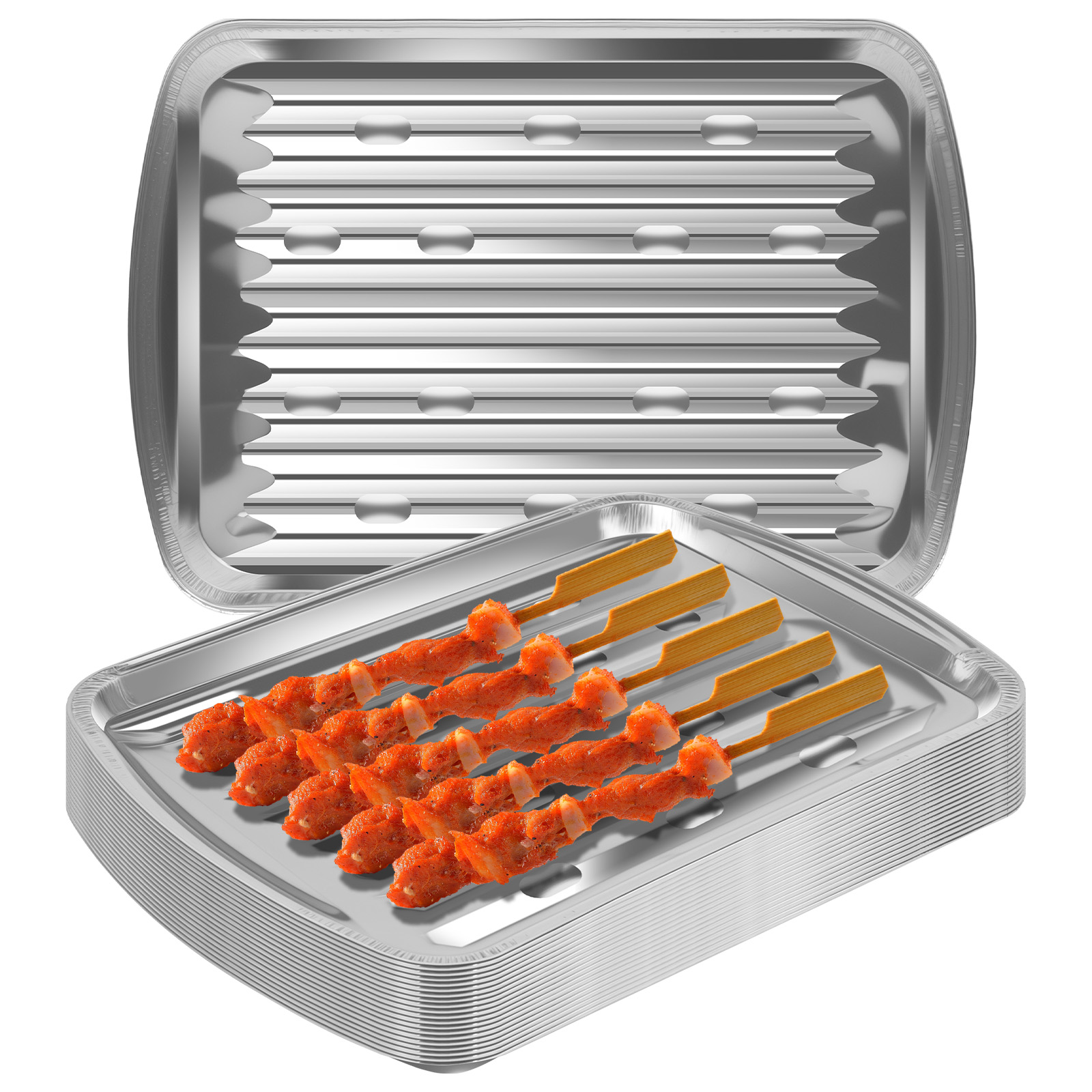 アルミホイルトレイ ノンスティックベーキングパン 食品グレー - Kitchen Outdoor Camping のレビューと価格