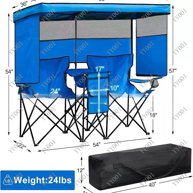 ポータブルダブル折りたたみキャンプチェア（サンシェード＆アイ - Outdoor Camping Chairs Folding のレビューと価格