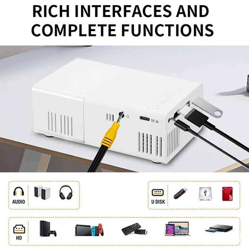 1080P LEDミニプロジェクター リモコン付き 4K H - Outdoor Camping Movies のレビューと価格