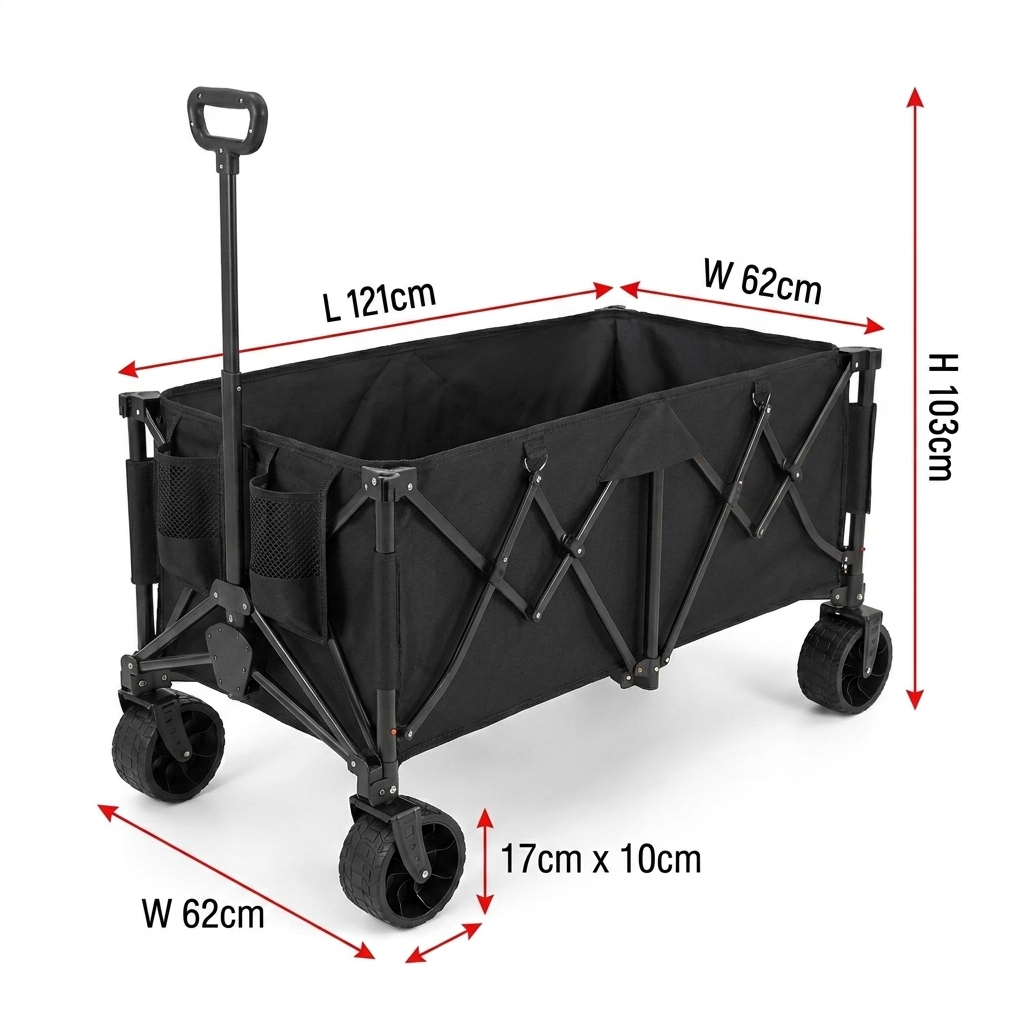 特注ヘビーデューティー折りたたみ式ワゴンカート、260L特大 - Outdoor Camping Table のレビューと価格