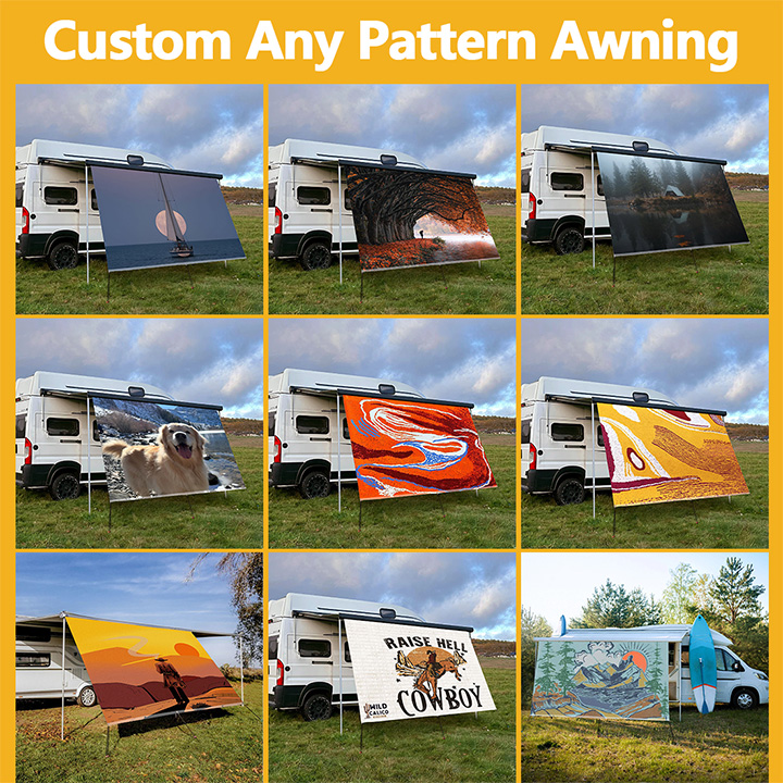カスタムパターンUV耐性四季対応キャンプタープポータブルRV - Outdoor Camping Awning のレビューと価格